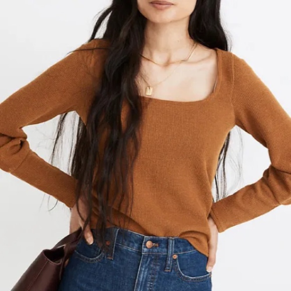 Madewell NWT Ottoman Rib Square Neck Top